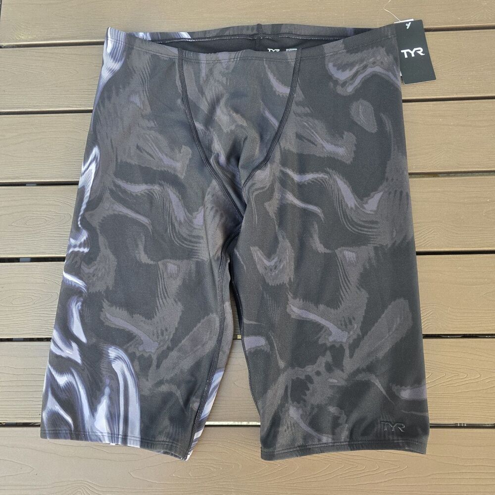 TYR Durafast Elite Men's Smoke/Black Vaporwave Swim Jammer SZ 36 New